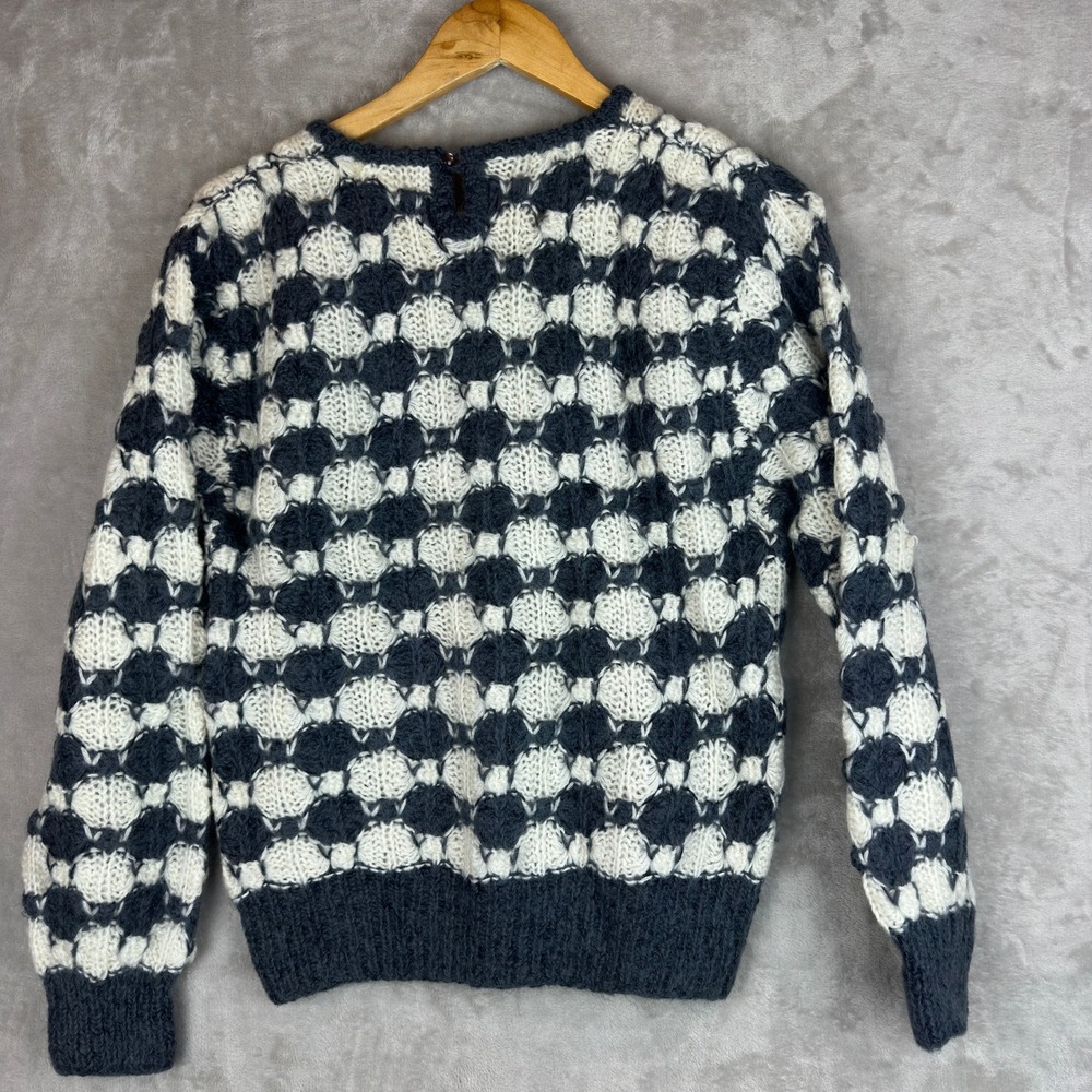 JH Collectibles Kid Mohair Wool Sweater Womens Medium Blue White Hong Kong Knit - Picture 3 of 6